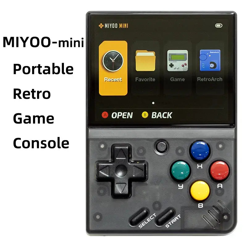 Miyoo Mini V4 Handheld Retro Game Console Transparent Black.