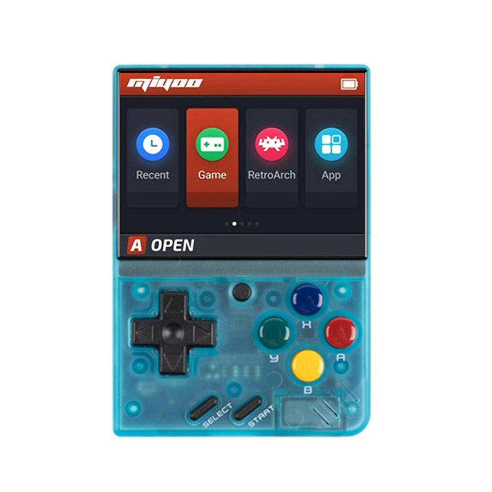 Miyoo Mini V2 Handheld Retro Game Console Transparent Blue.