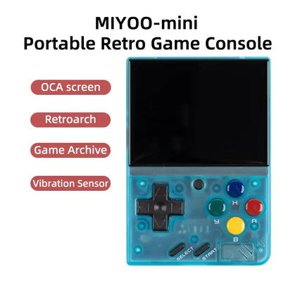 Miyoo Mini V4 Handheld Retro Game Console Transparent Blue.